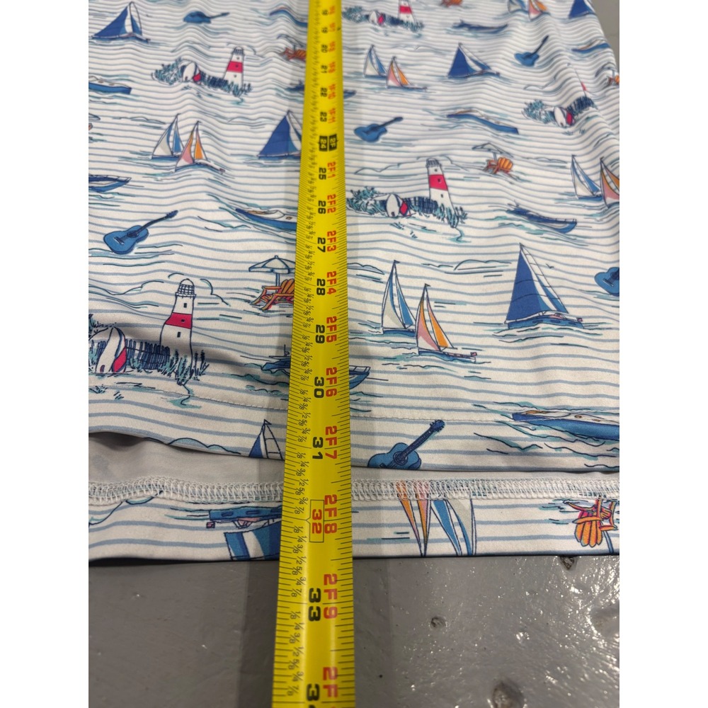 Vineyard Vines On-The-Go Sankaty Polo Mens XXL Blue White Sailboat Stripe - Picture 4 of 5